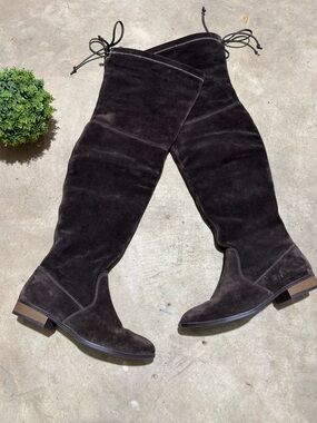 Sole Society Chocolate Brown Leather Suede Over the Knee Boots Women Size 7.5